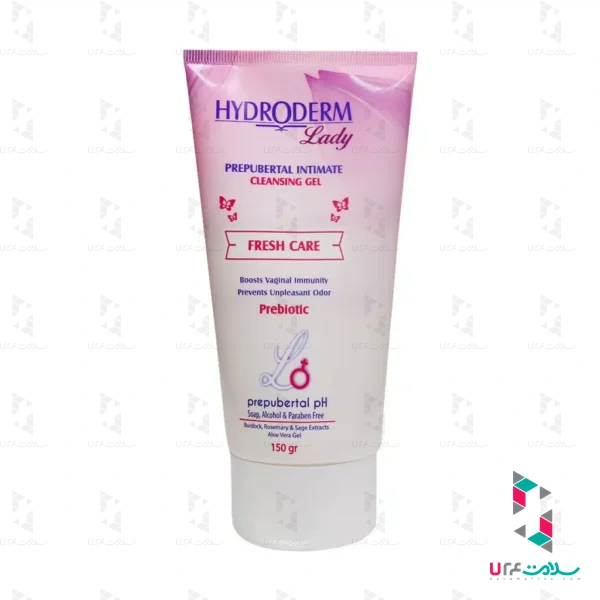Hydroderm-Prepubertal-Intimate-Cleaning-Gel-150-g-1.jpg.webp ژل بهداشتی دوشیزگان هیدرودرم حاوی پری بیوتیک 150 گرم