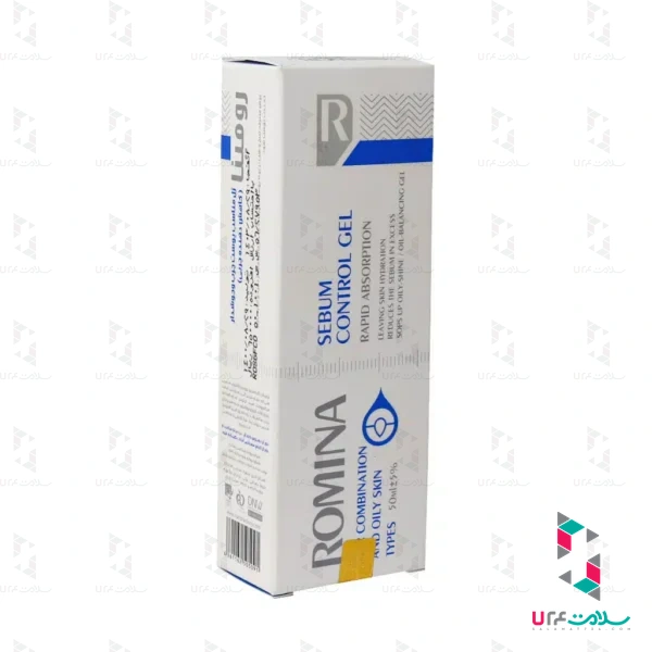 Romina-Sebum-Control-Gel-for-Combination-and-oily-Skins-1.jpg.webp ژل کاهش دهنده چربی پوست چرب و جوشدار رومینا 50 میلی لیتر